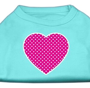 Pink Swiss Dot Heart Screen Print Shirt Aqua XXL
