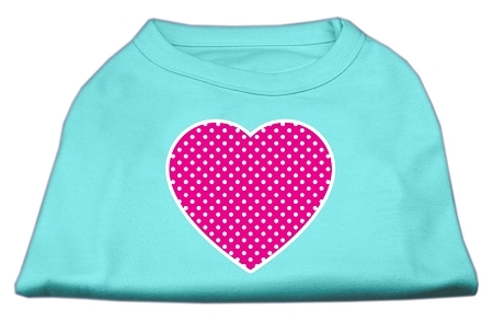 51-101-XXLAQ.jpg Pink Swiss Dot Heart Screen Print Shirt Aqua XXL