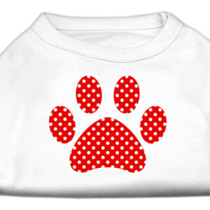 Red Swiss Dot Paw Screen Print Shirt White M