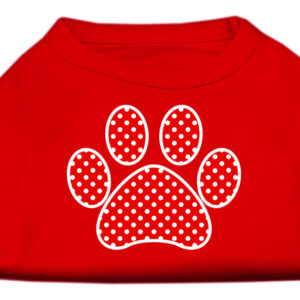 Red Swiss Dot Paw Screen Print Shirt Red Sm