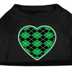 Argyle Heart Green Screen Print Shirt Black XS