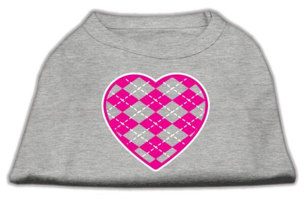 Argyle Heart Pink Screen Print Shirt Grey Med