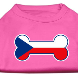 Bone Shaped Czech Republic Flag Screen Print Shirts Bright Pink S