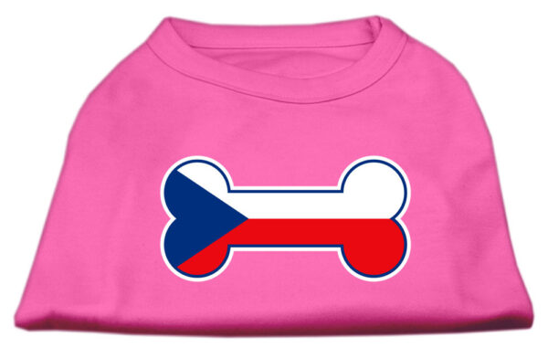 51-11-SMBPK.jpg Bone Shaped Czech Republic Flag Screen Print Shirts Bright Pink S