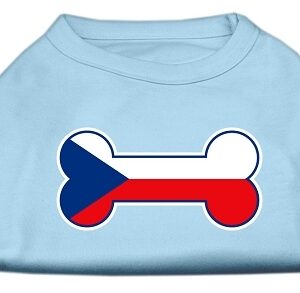 Bone Shaped Czech Republic Flag Screen Print Shirts Baby Blue XL