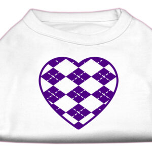 Argyle Heart Purple Screen Print Shirt White L