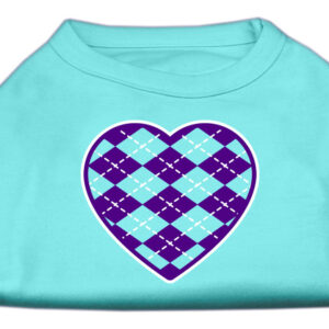 Argyle Heart Purple Screen Print Shirt Aqua XS