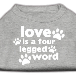 Love is a Four Leg Word Screen Print Shirt Grey XS