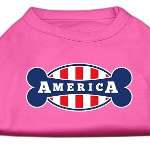 Bonely in America Screen Print Shirt Bright Pink XS