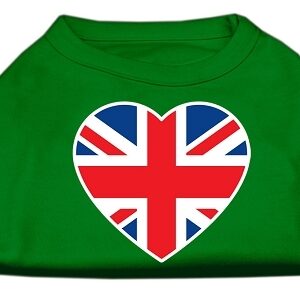 British Flag Heart Screen Print Shirt Green Lg