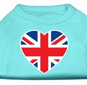 British Flag Heart Screen Print Shirt Aqua XXL