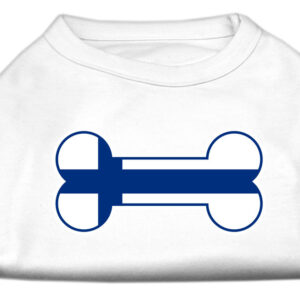 Bone Shaped Finland Flag Screen Print Shirts White XXXL