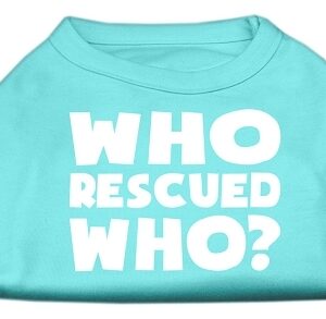 Who Rescued Who Screen Print Shirt Aqua Med