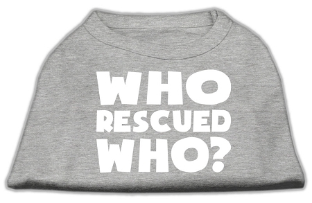 51-140-MDGY.jpg Who Rescued Who Screen Print Shirt Grey Med