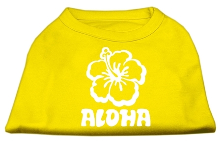 Aloha Flower Screen Print Shirt Yellow XL