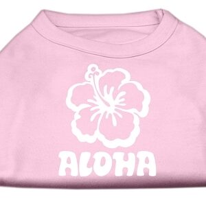 Aloha Flower Screen Print Shirt Light Pink XS