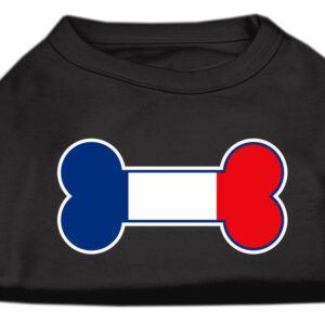Bone Shaped France Flag Screen Print Shirts Black S