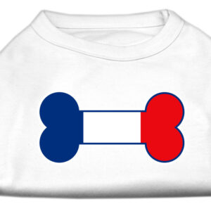 Bone Shaped France Flag Screen Print Shirts White XL