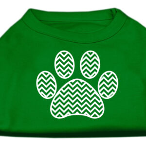 Chevron Paw Screen Print Shirt Green XS