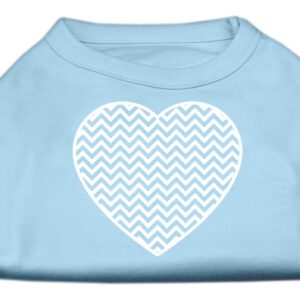 Chevron Heart Screen Print Dog Shirt Baby Blue Lg