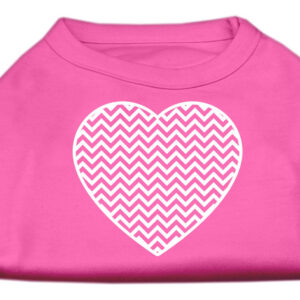 Chevron Heart Screen Print Dog Shirt Bright Pink XXL