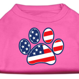 Patriotic Paw Screen Print Shirts Bright Pink XXXL