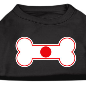 Bone Shaped Japan Flag Screen Print Shirts Black S
