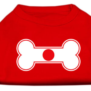 Bone Shaped Japan Flag Screen Print Shirts Red XXXL
