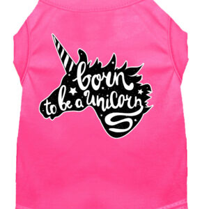 Born to be a Unicorn Screen Print Dog Shirt Bright Pink Med