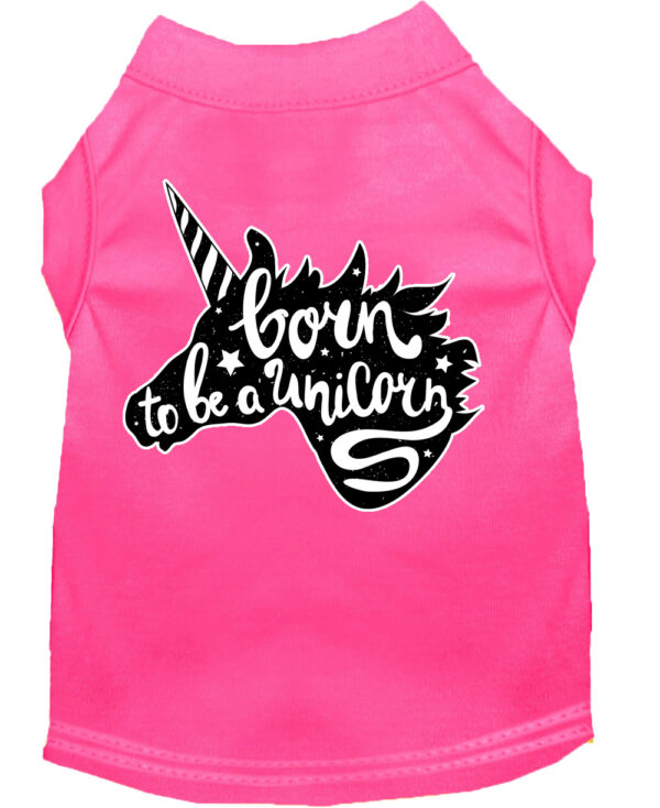 Born to be a Unicorn Screen Print Dog Shirt Bright Pink Med
