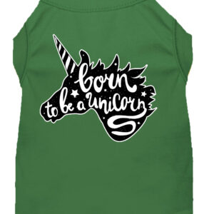 Born to be a Unicorn Screen Print Dog Shirt Green Lg