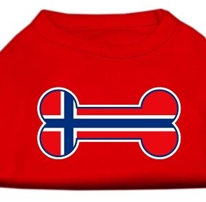 Bone Shaped Norway Flag Screen Print Shirts Red XS