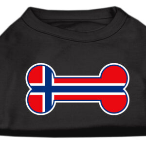 Bone Shaped Norway Flag Screen Print Shirts Black XXXL