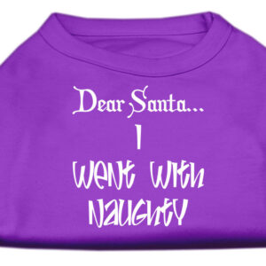 Dear Santa I Went with Naughty Screen Print Shirts Purple Lg