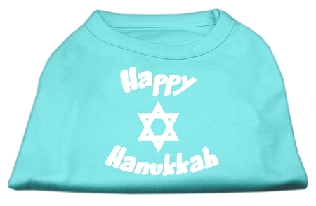51-25-05-XXXLAQ.jpg Happy Hanukkah Screen Print Shirt Aqua XXXL