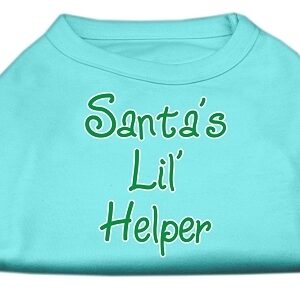 Santa's Lil' Helper Screen Print Shirt Aqua Sm
