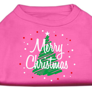 Scribbled Merry Christmas Screenprint Shirts Bright Pink XXXL