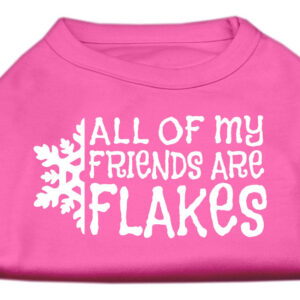All my friends are Flakes Screen Print Shirt Bright Pink L