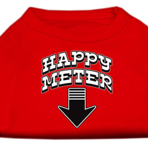 Happy Meter Screen Printed Dog Shirt Red Sm