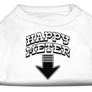Happy Meter Screen Printed Dog Shirt White XS