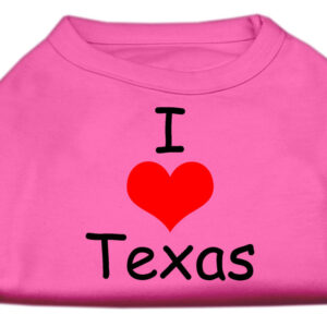I Love Texas Screen Print Shirts Bright Pink Lg