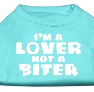 I'm a Lover not a Biter Screen Printed Dog Shirt  Aqua XL