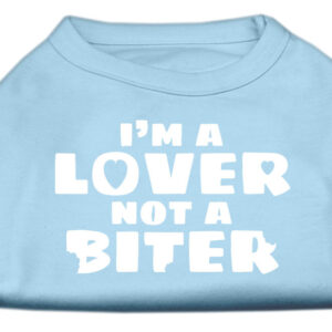 I'm a Lover not a Biter Screen Printed Dog Shirt  Baby Blue XXXL