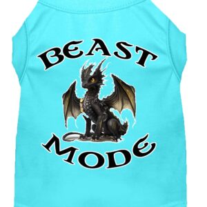 Beast Mode Dragon Screen Print Dog Shirt Aqua XL (16)