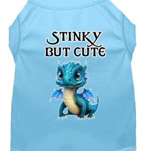 Stinky but Cute Dragon Screen Print Dog Shirt Baby Blue XXL (18)