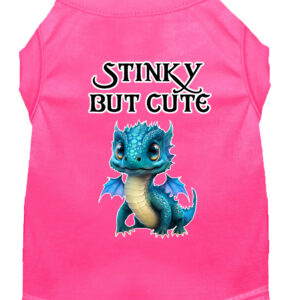 Stinky but Cute Dragon Screen Print Dog Shirt Bright Pink XL (16)