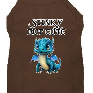 Stinky but Cute Dragon Screen Print Dog Shirt Brown XS (8)