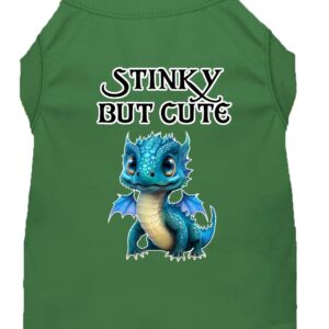 Stinky but Cute Dragon Screen Print Dog Shirt Green Sm (10)