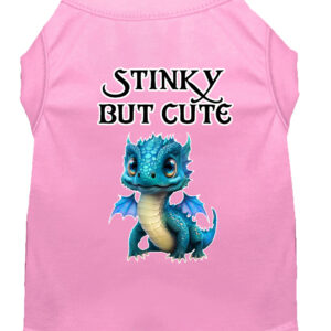 Stinky but Cute Dragon Screen Print Dog Shirt Light Pink XS (8)