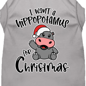 Hippo for Christmas Screen Print Dog Shirt Grey Size LG
